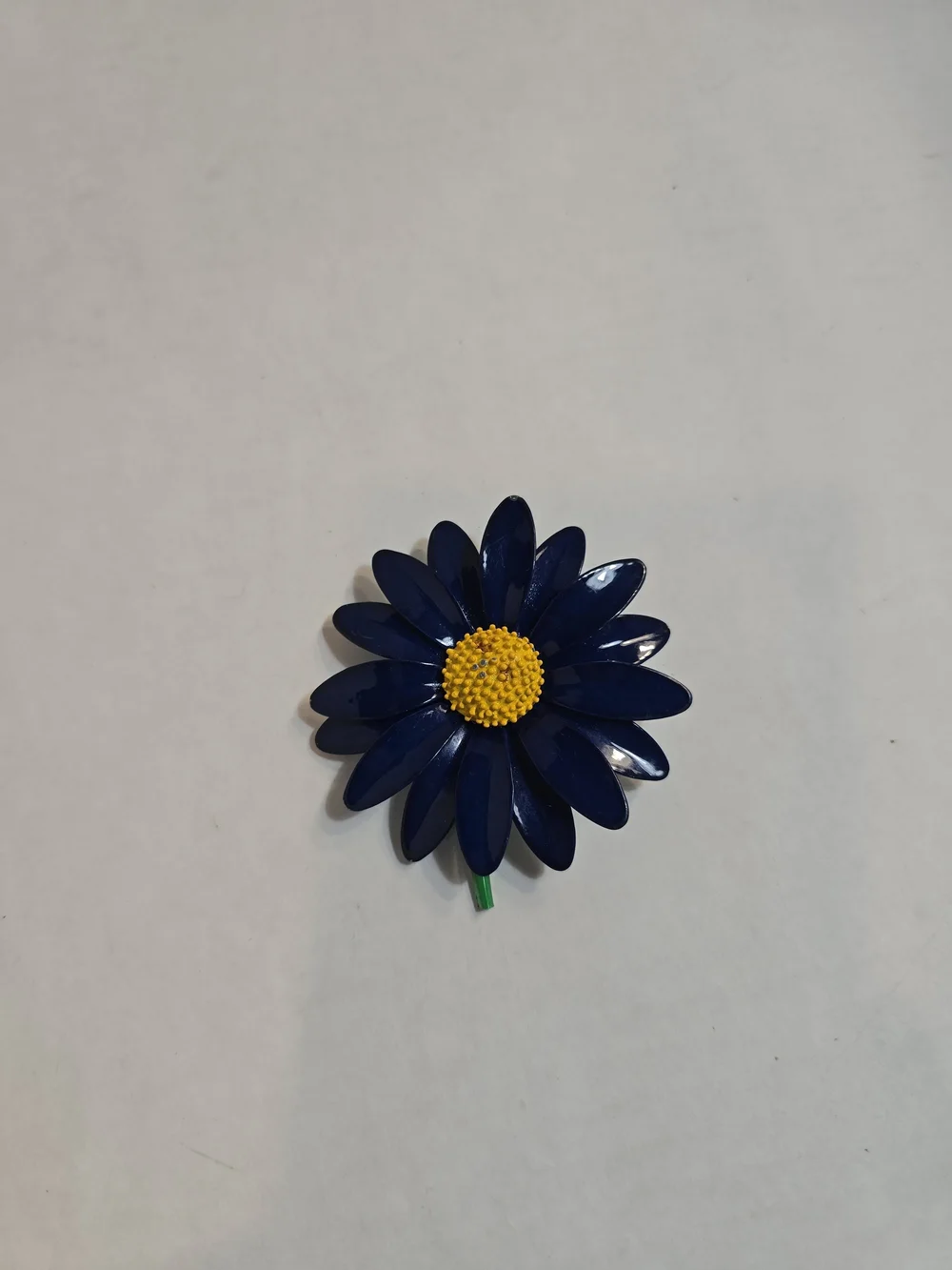Source Unknown Navy Blue and Yellow Daisy Brooch